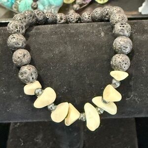 Lava Stone, Shell and Hematite Bracelet